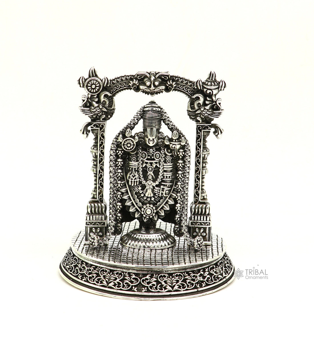 3.5" 925 sterling silver stylish Hindu idol tirupati balaji statue sculpture figurine amazing design Krishna statue gifting jewelry art604 - TRIBAL ORNAMENTS