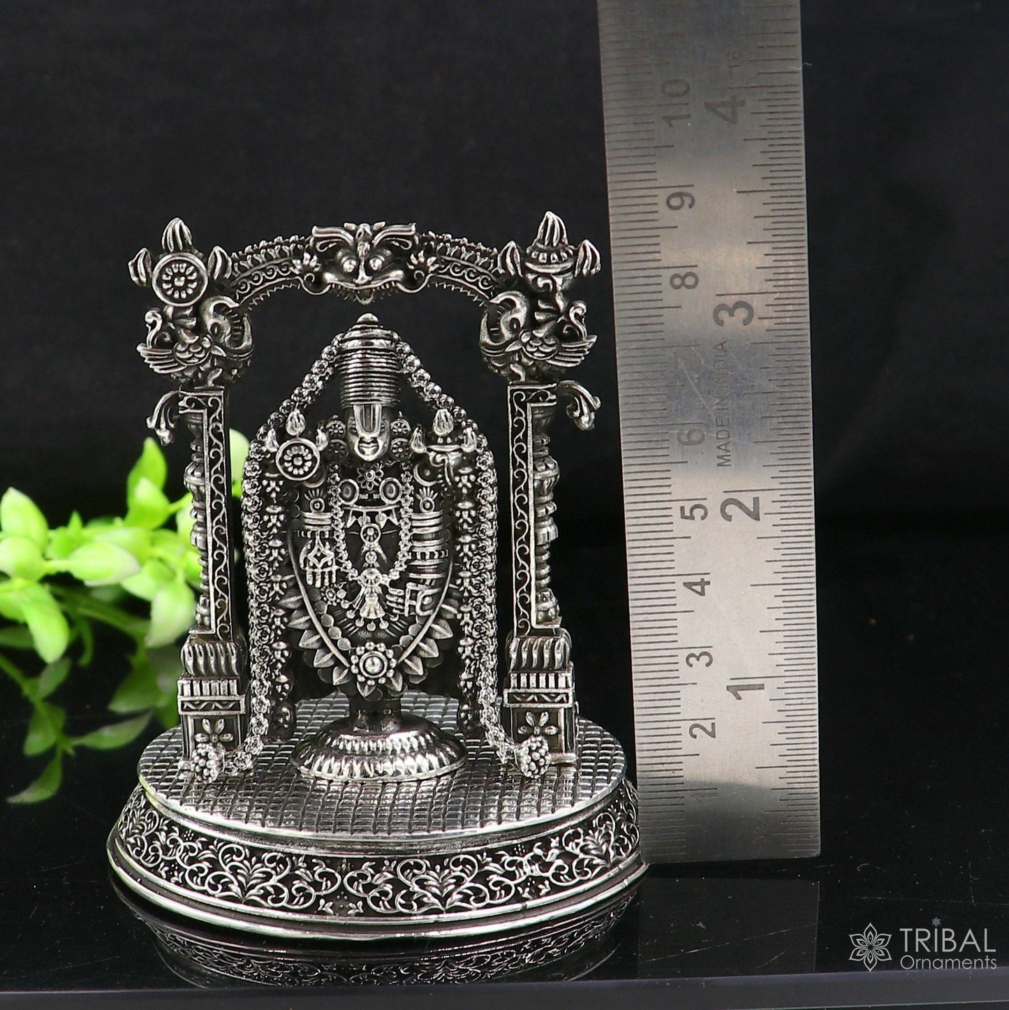 3.5" 925 sterling silver stylish Hindu idol tirupati balaji statue sculpture figurine amazing design Krishna statue gifting jewelry art604 - TRIBAL ORNAMENTS