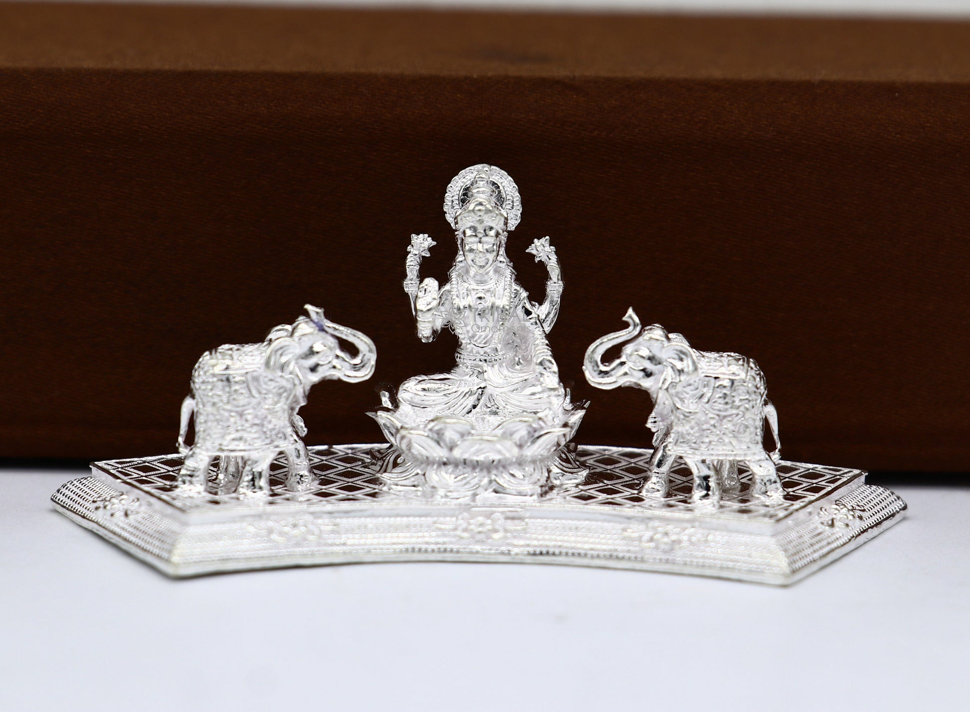 925 Sterling silver handmade Indian Idols Goddess Laxmi with elephant Statue figurine, puja articles Diwali puja gift art626 - TRIBAL ORNAMENTS