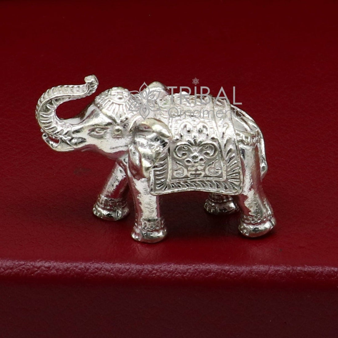 Fully solid 925 Sterling silver Elephant statue/ figurine sculpture, best gifting or puja article figurine for wealth and prosperity art607 - TRIBAL ORNAMENTS