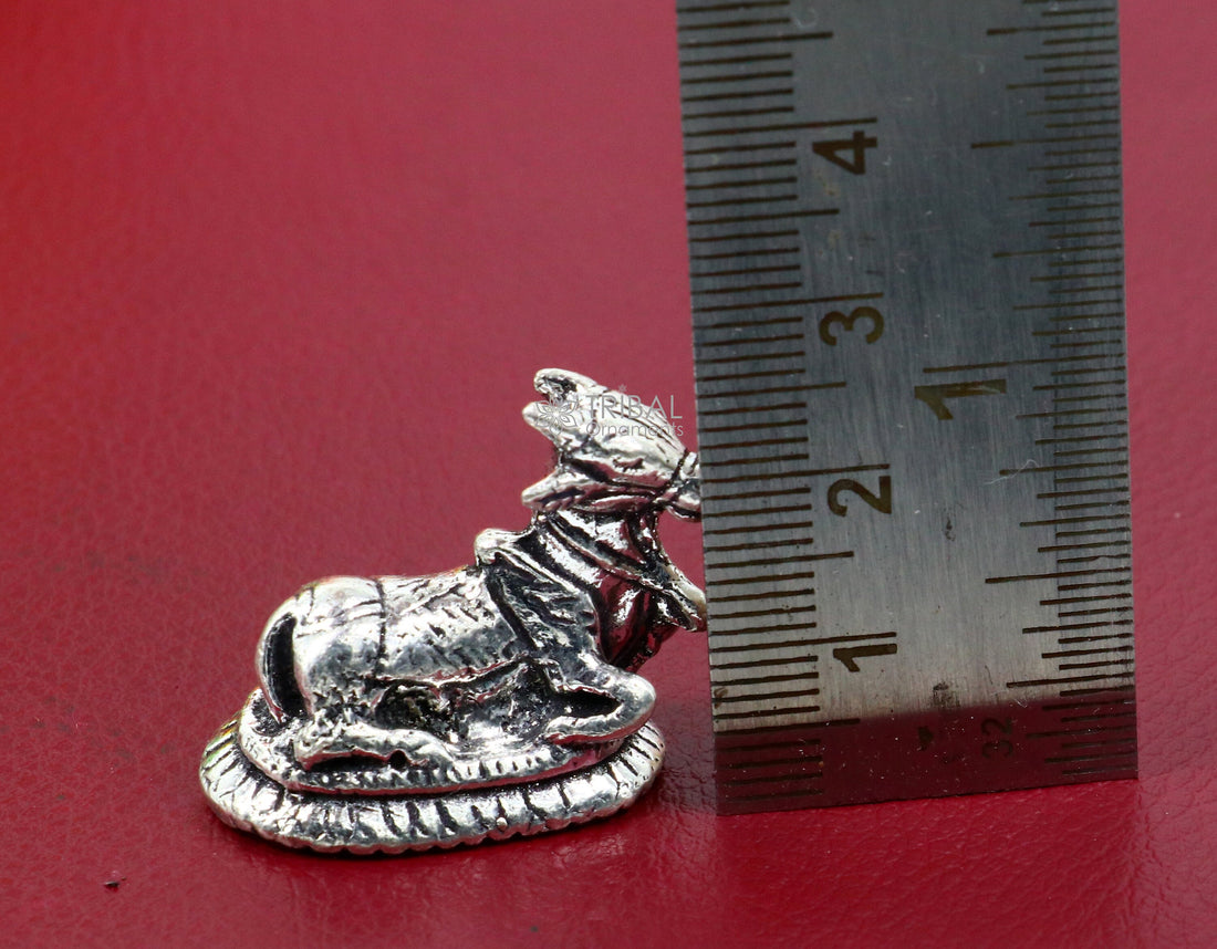 925 Sterling silver Lord Shiva  Nandi Maharaj handmade small solid figurine for puja, best gift for lord Shiva, divine Nandi statue ART611 - TRIBAL ORNAMENTS