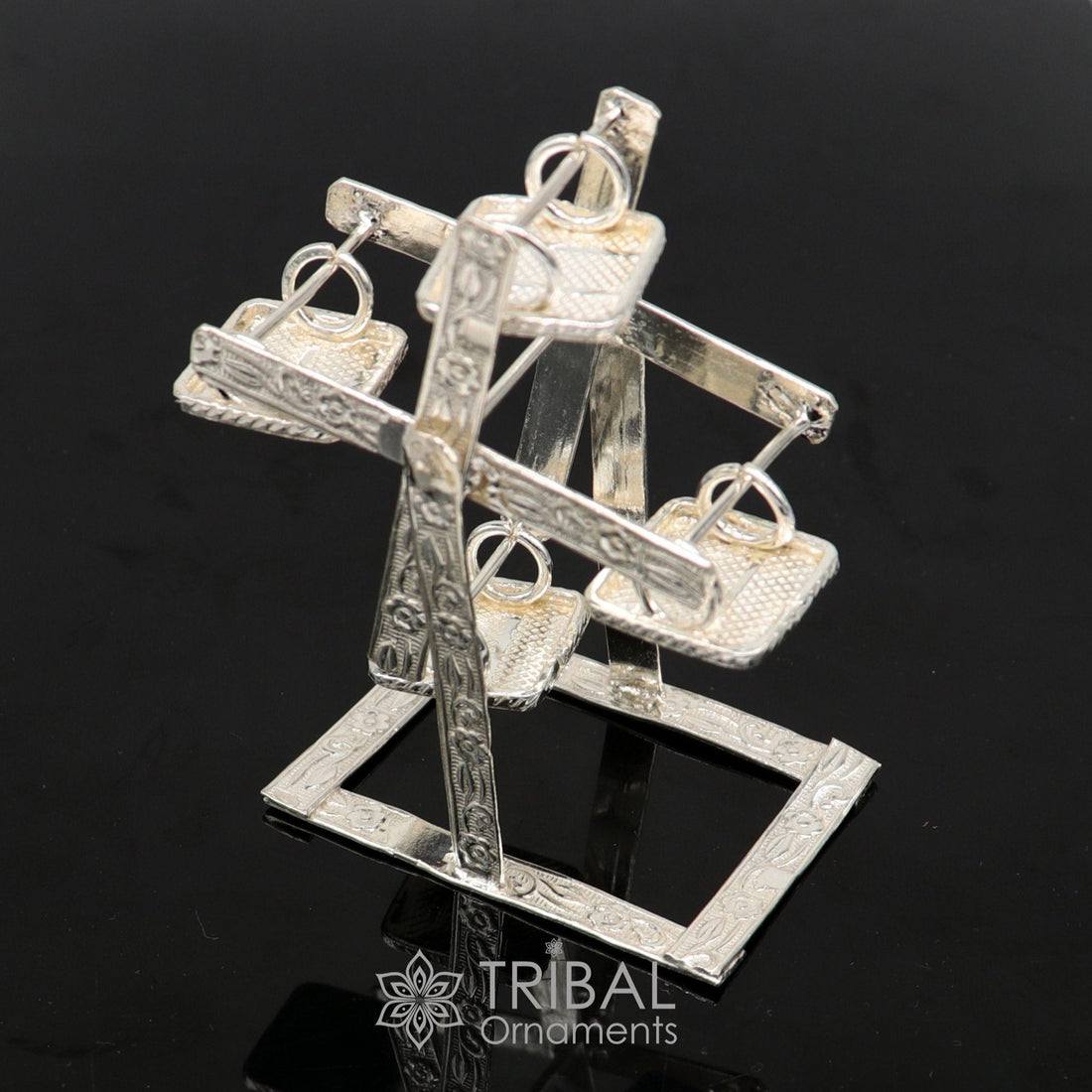 925 Sterling silver handmade Bal Gopala chakri jhula, little Krishna swing, silver jhula, laddu gopal jhula chakari silver art su1039 - TRIBAL ORNAMENTS