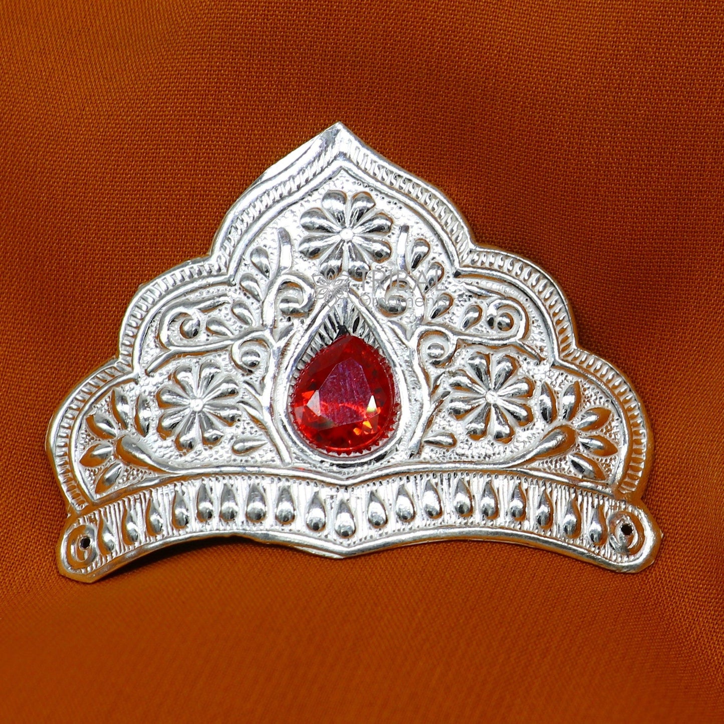 Pure 925 sterling silver vintage antique design mukut (crown), amazing handmade enamel design silver god crown home temple god hat su01031 - TRIBAL ORNAMENTS