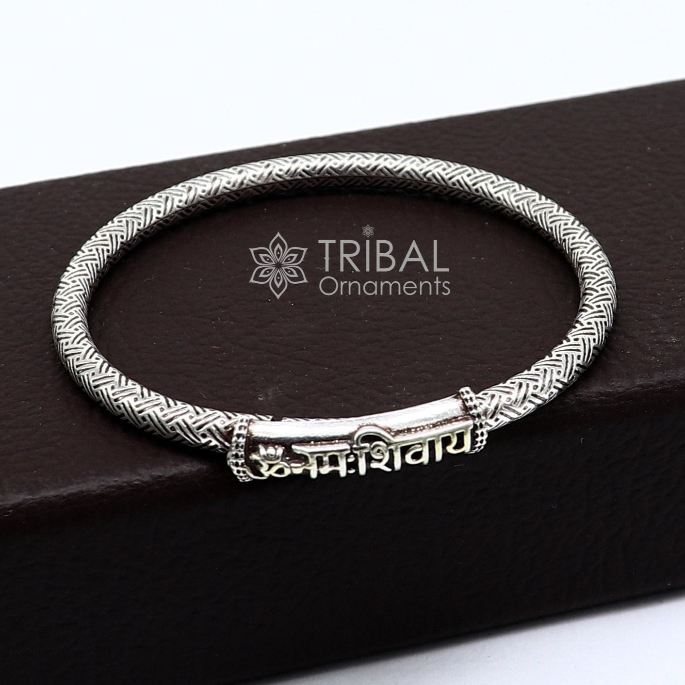 925 Sterling silver Lord Shiva "Aum Namah Shivay" Mantra bracelet, amazing cultural divine bracelet customized Babhubali Kada jewelry nsk659 - TRIBAL ORNAMENTS