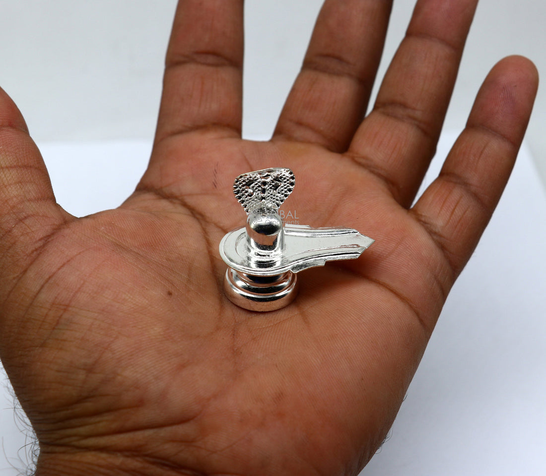 925 sterling silver handmade small Lord Shiva lingam , silver shivling puja articles, home temple silver article puja accessories art676 - TRIBAL ORNAMENTS