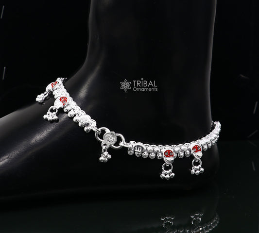 10" Gorgeous flexible anklet real 925 sterling silver handmade vintage design ankle bracelet excellent tribal  ethnic brides jewelry ank541 - TRIBAL ORNAMENTS