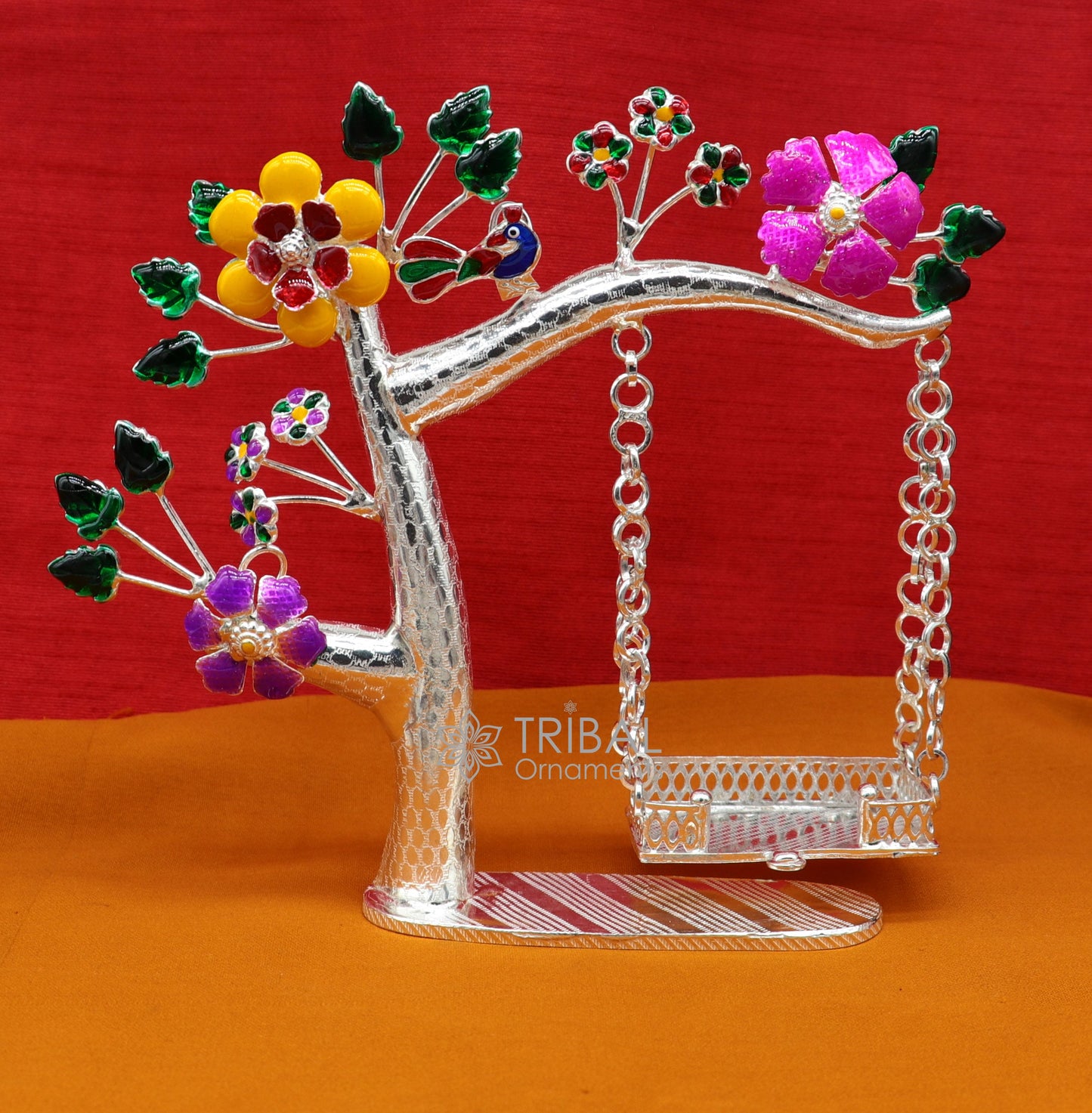 925 Sterling silver handmade laddu Gopala jhula, little Krishna swing on tree, child krishan Swing , silver jhula, laddu gopal jhula, su1051 - TRIBAL ORNAMENTS