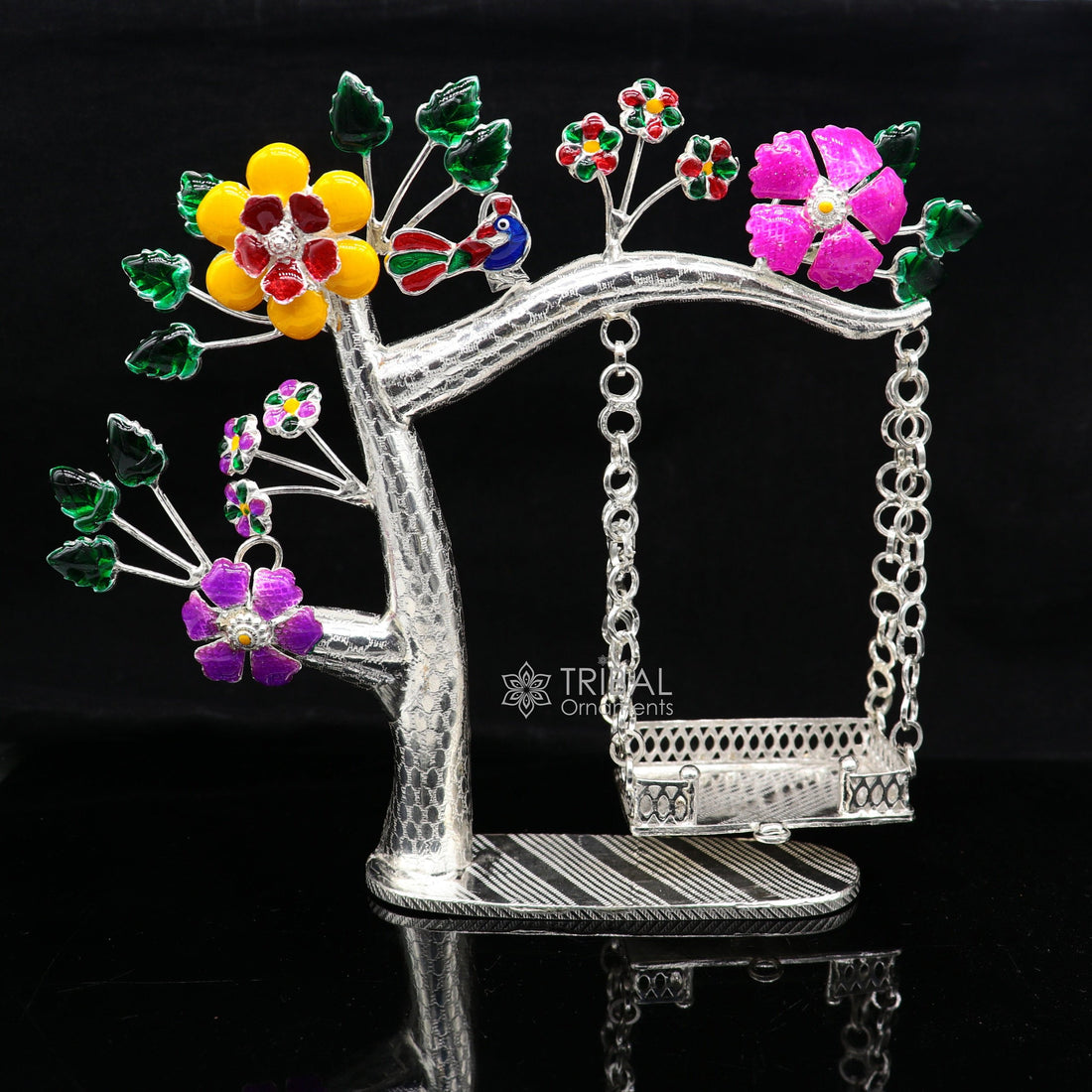 925 Sterling silver handmade laddu Gopala jhula, little Krishna swing on tree, child krishan Swing , silver jhula, laddu gopal jhula, su1051 - TRIBAL ORNAMENTS