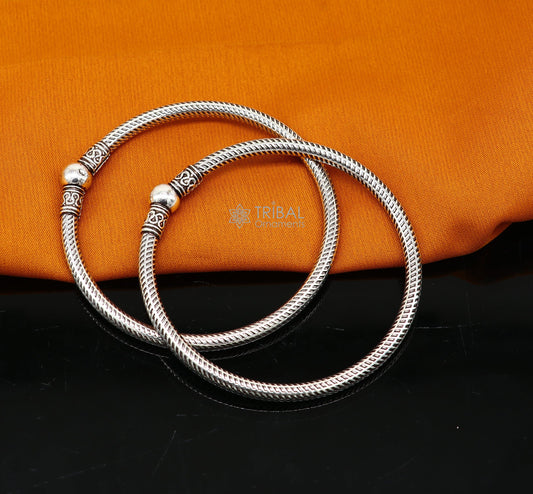 Pure 925 sterling silver unique vintage style bangle bracelet kada, excellent classical gifting bangle men's or girls ethnic jewelry nsk670 - TRIBAL ORNAMENTS