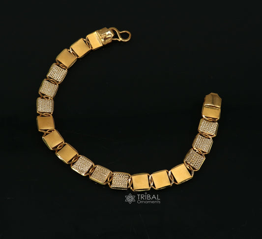 Hallmarked 22kt yellow gold handmade solid gold bar Royal nawabi Chain or Bracelet fabulous diamond cut design men's jewelry gbr42 - TRIBAL ORNAMENTS