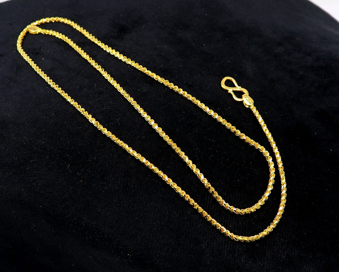 Solid 22k yellow gold handmade fabulous Rope chain necklace excellent gold unisex chain certified best gifting jewelry men's girls gch578 - TRIBAL ORNAMENTS