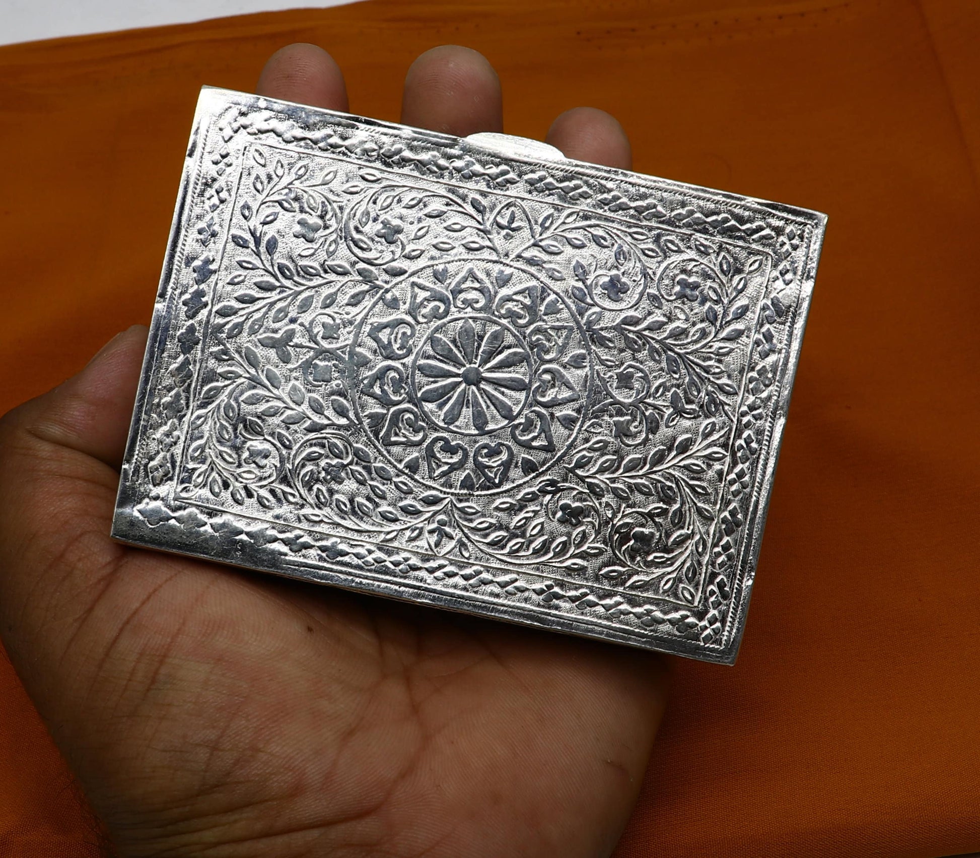 4"x 3" inches 925 sterling silver trinket box casket box container cigar box, sanduk/tijori brides jewelry box collectible pieces stb786 - TRIBAL ORNAMENTS