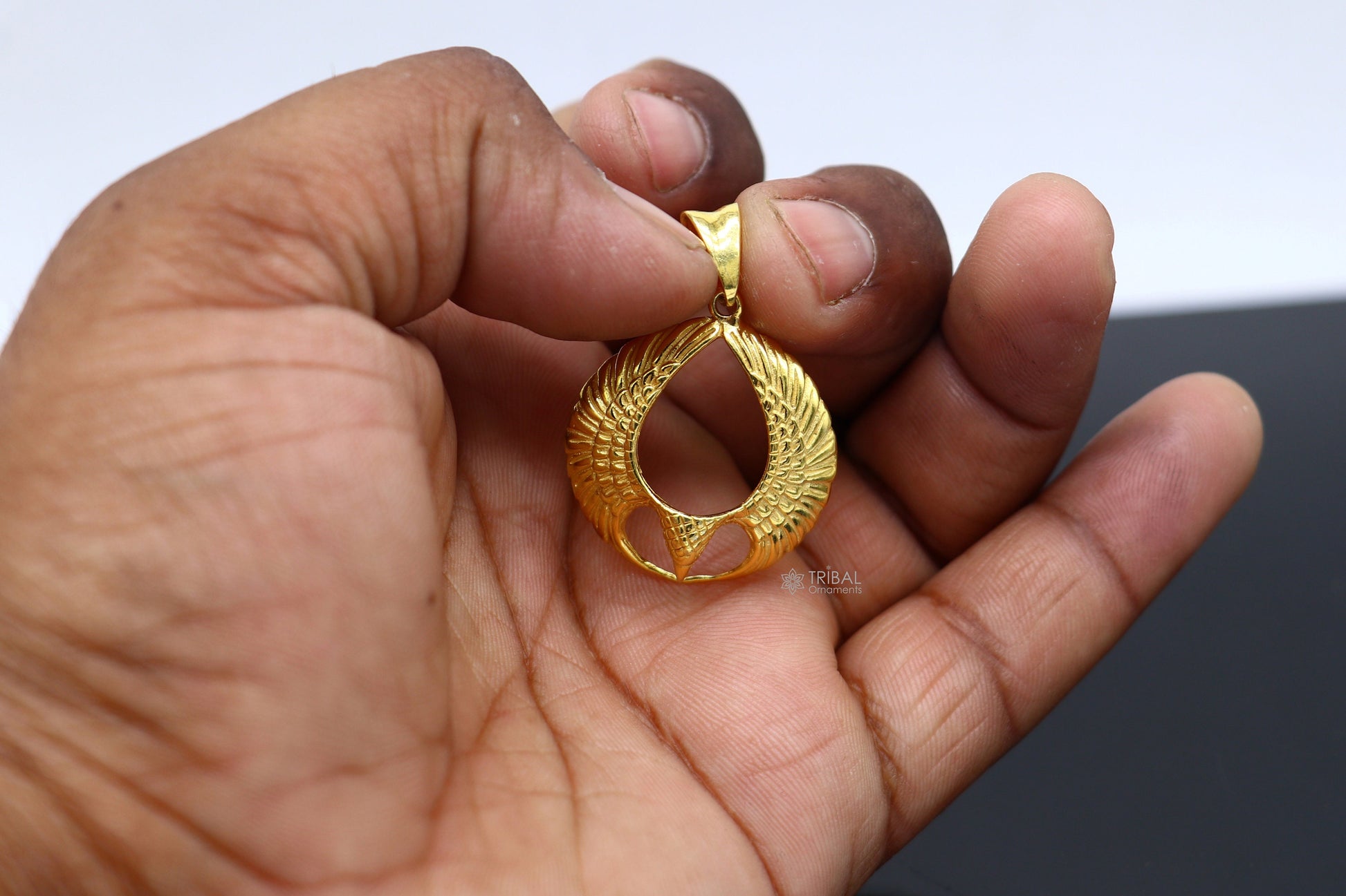 925 sterling silver Hindu idol Lord Vishnu vahan Garuda eagle pendant, excellent gold polished locket pendant customized jewelry nsp601 - TRIBAL ORNAMENTS