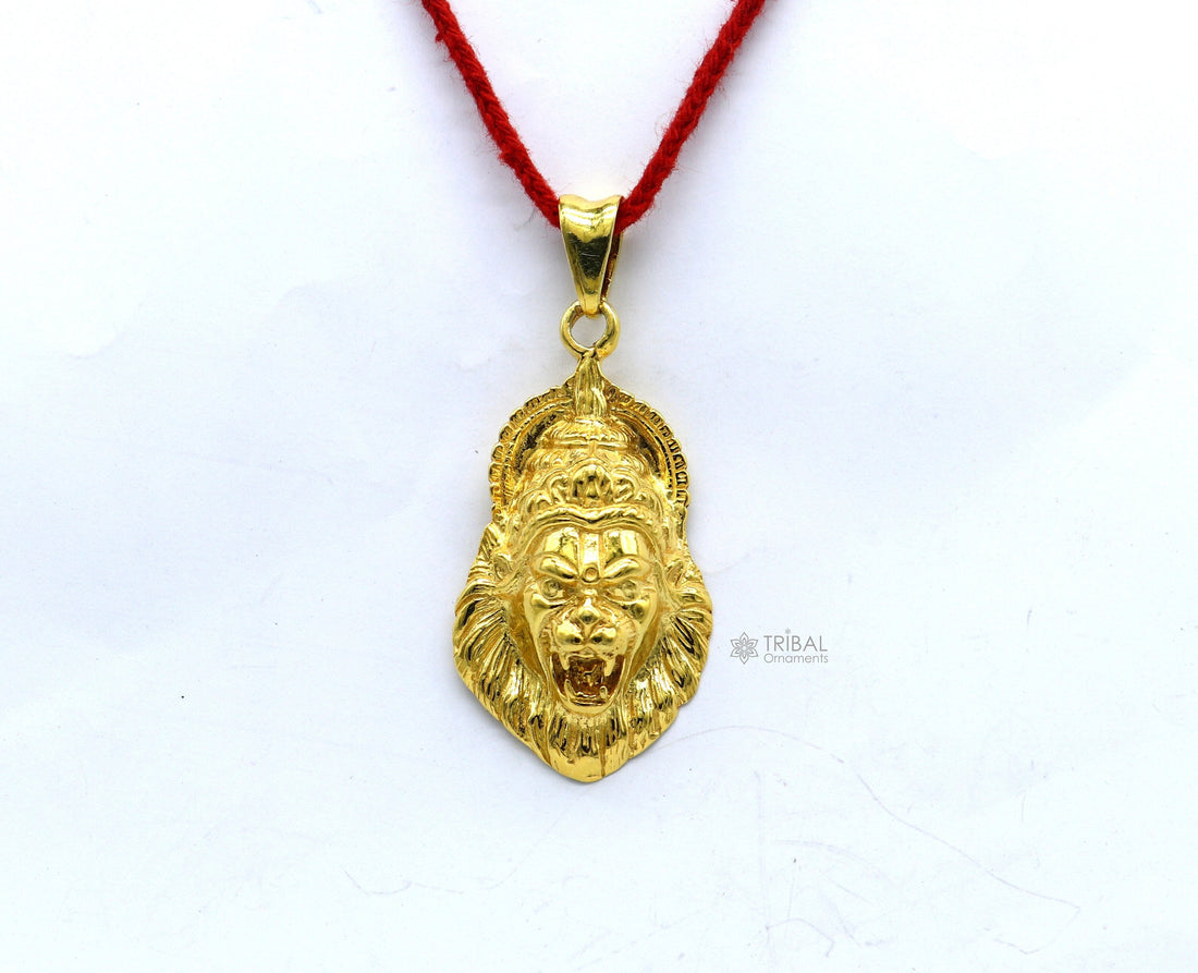 925 fine pure silver idol God Vishnu Narsimha pendant, stylish gold polished pendant, best gifting locket oxidized pendant necklace nsp602 - TRIBAL ORNAMENTS