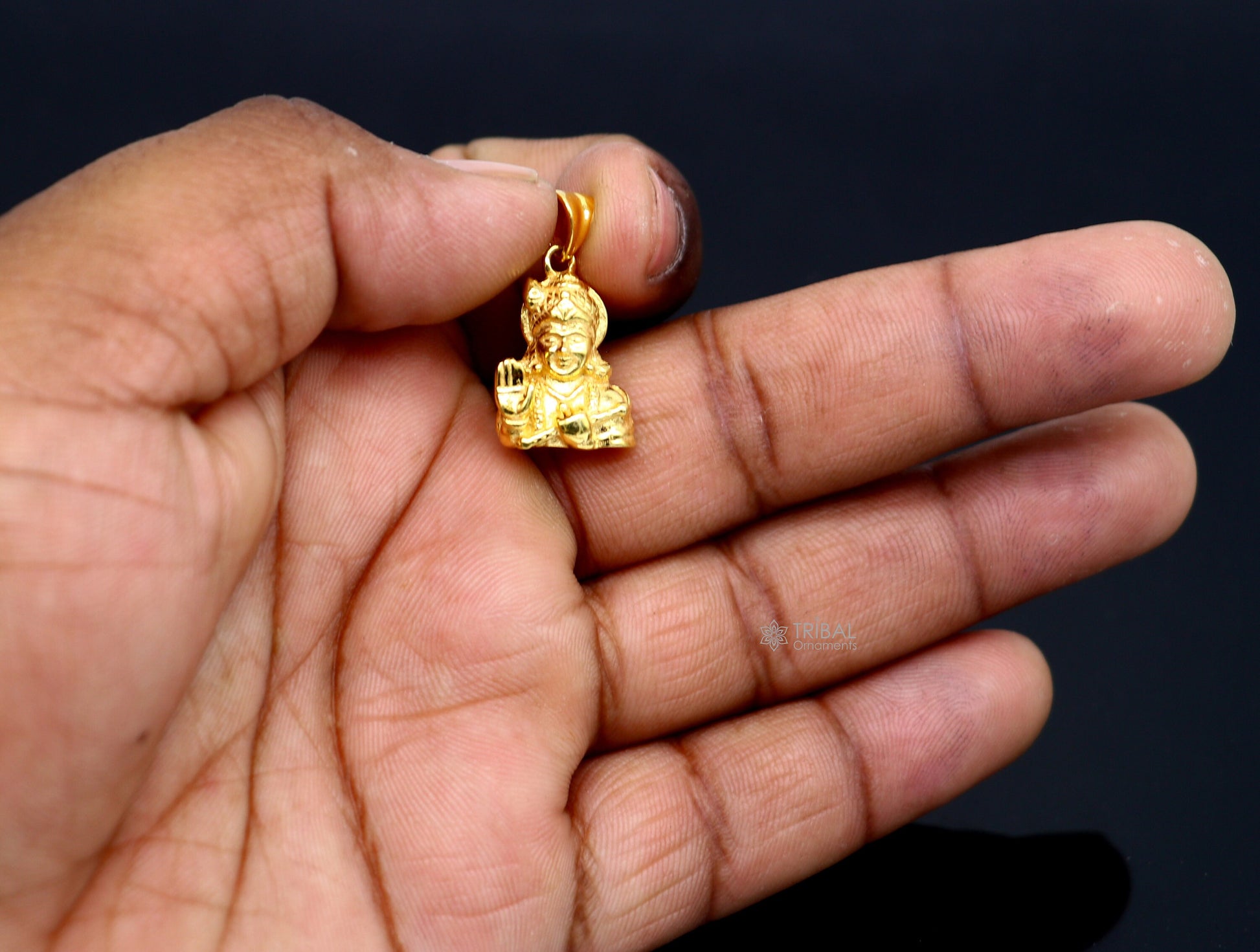 925 sterling silver vintage stylish Hindu idol Divine Krishna Pendant, amazing gold polished design stunning pendant gifting jewelry nsp608 - TRIBAL ORNAMENTS