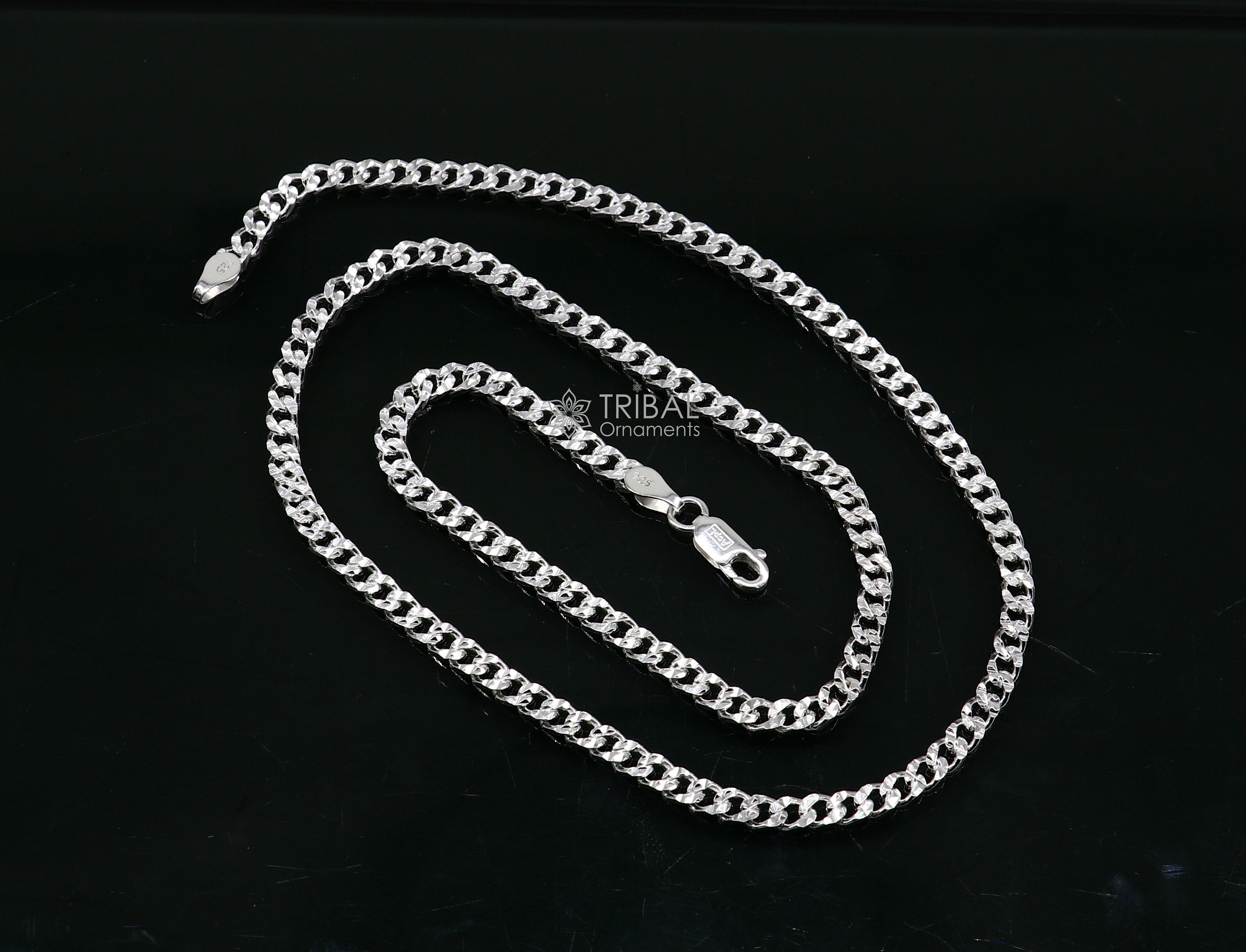 Solid 925 Oxidized store Sterling Silver Italy Wheat Chain 3mm