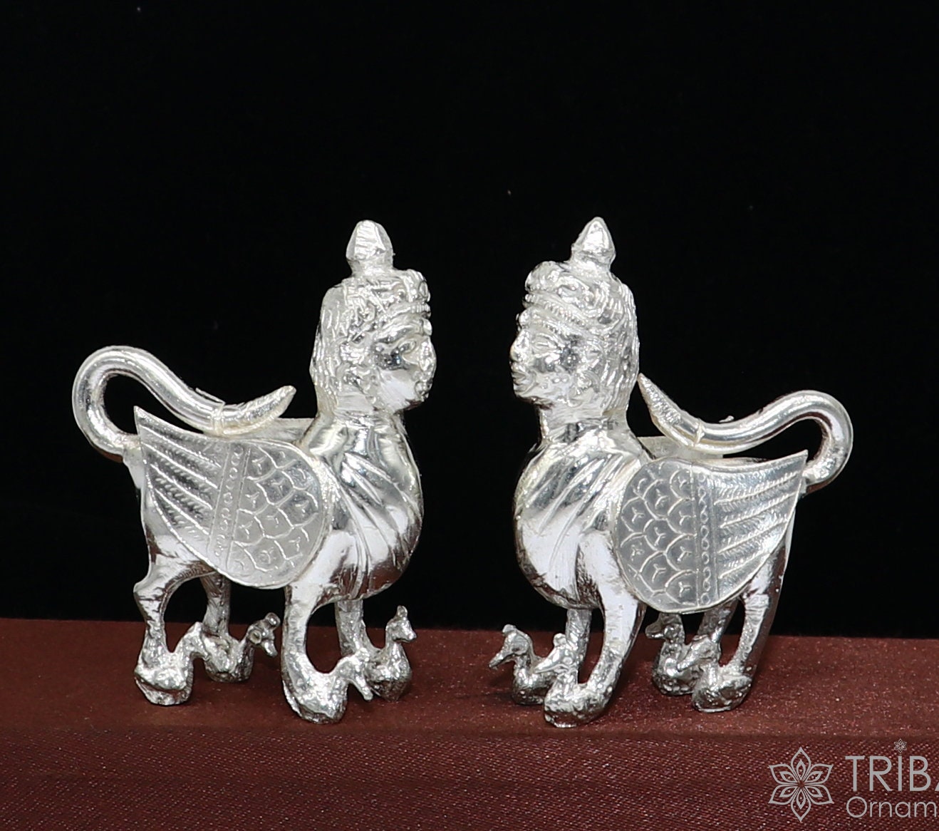 925 sterling silver Divine Kamdhenu cow, deity's cow, wishing cow, silver worshipping puja article from india art637 - TRIBAL ORNAMENTS