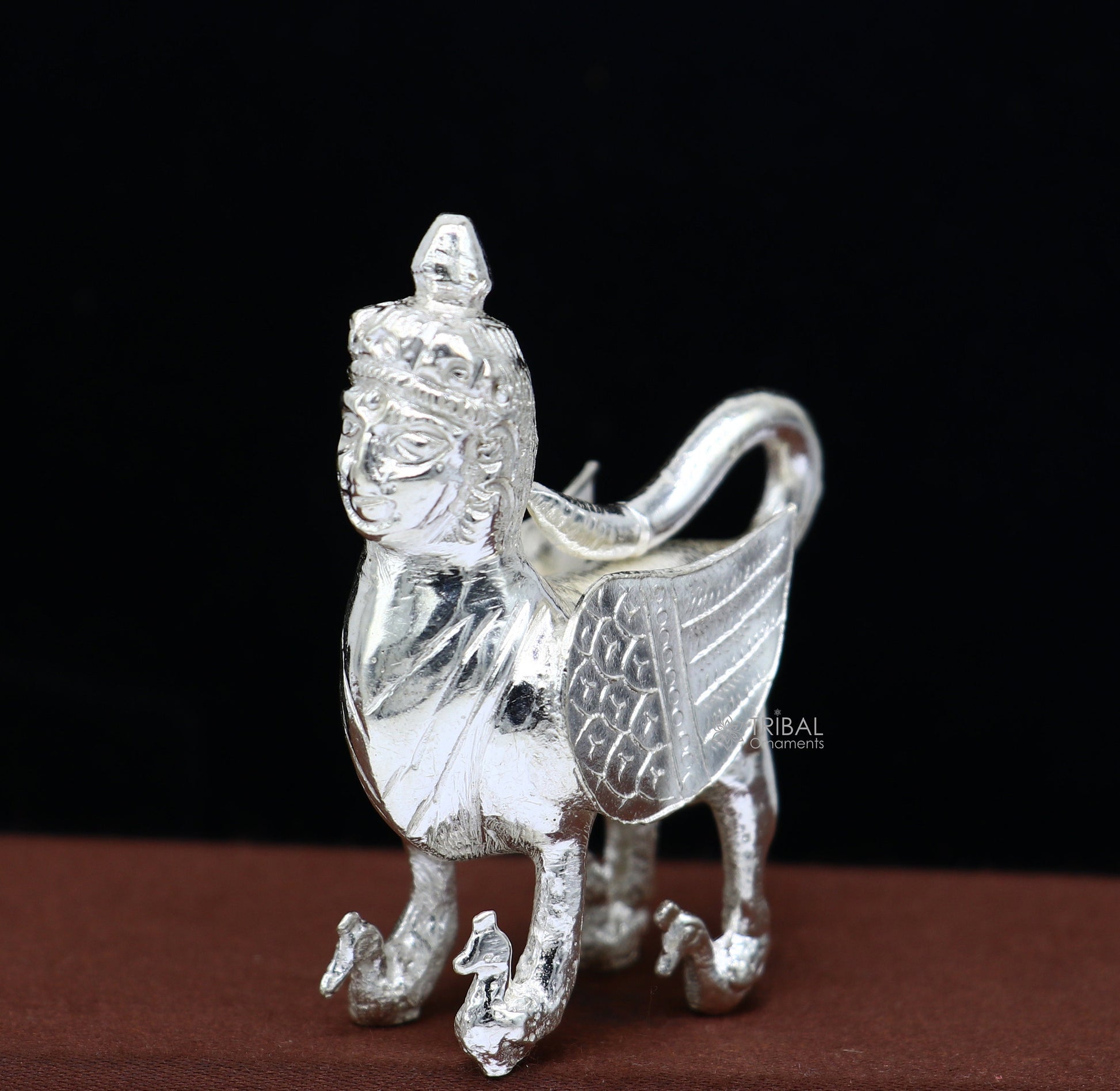 925 sterling silver Divine Kamdhenu cow, deity's cow, wishing cow, silver worshipping puja article from india art637 - TRIBAL ORNAMENTS