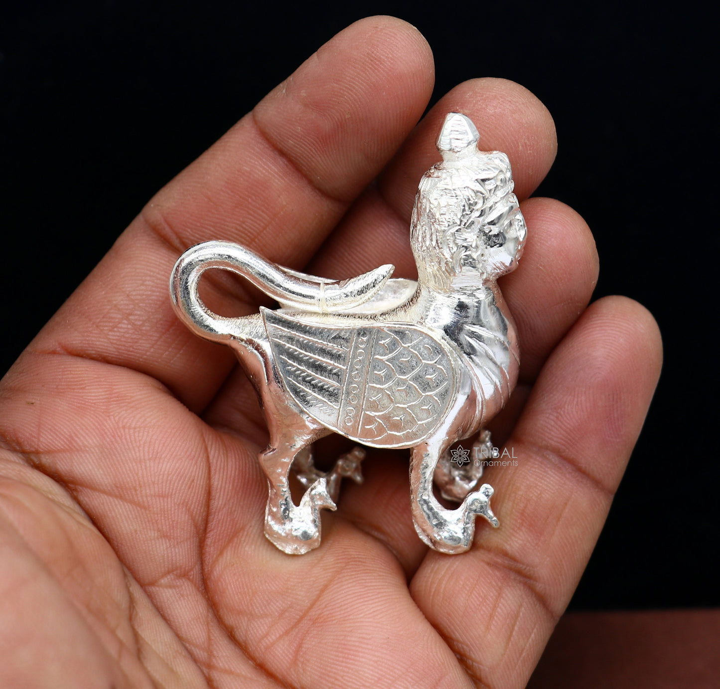 925 sterling silver Divine Kamdhenu cow, deity's cow, wishing cow, silver worshipping puja article from india art637 - TRIBAL ORNAMENTS
