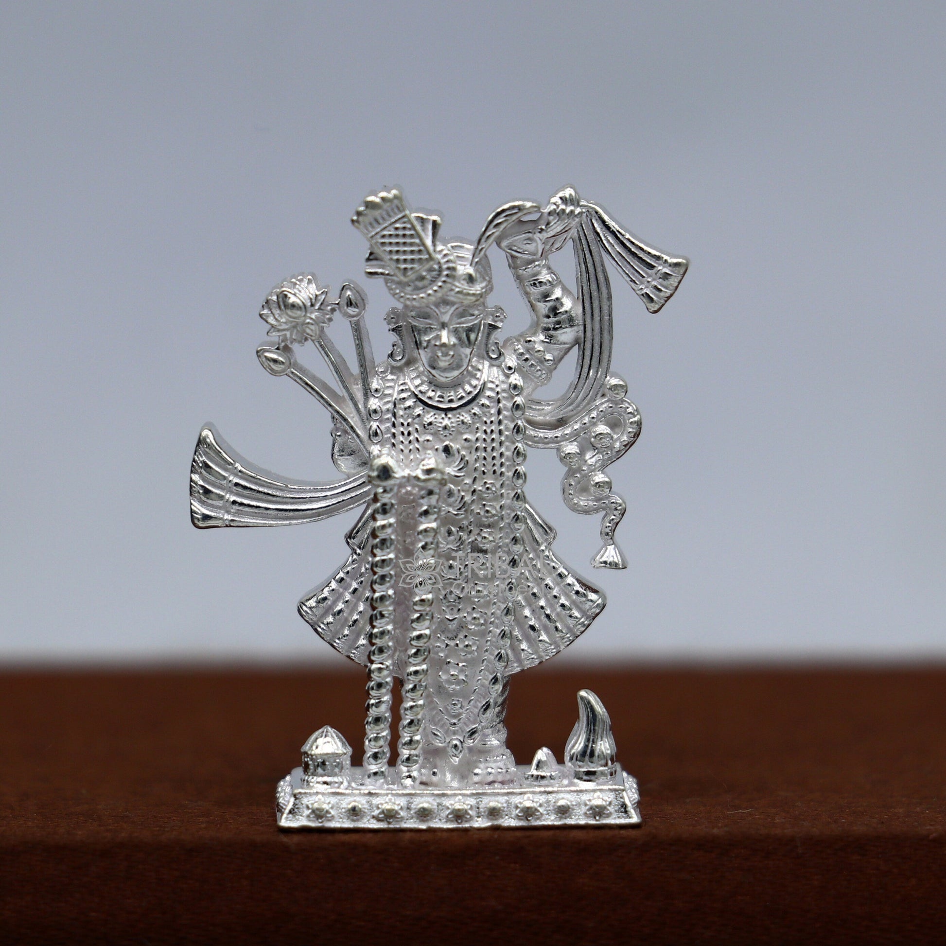 925 Sterling silver handmade design Indian Idols Lord krishna  Govardhan statue figurine, puja articles decorative gift diwali puja art640 - TRIBAL ORNAMENTS