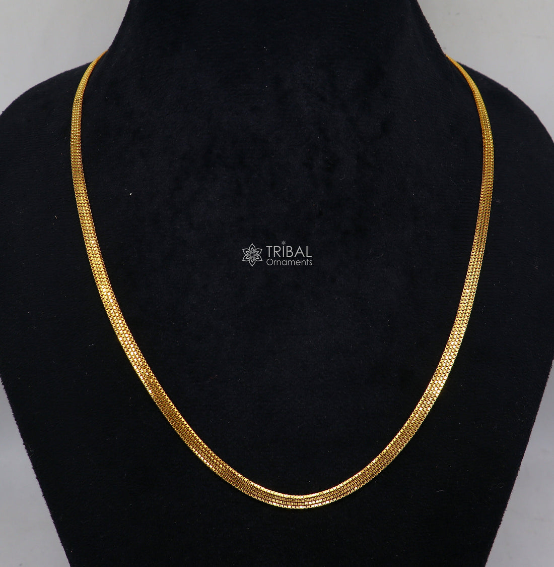 All sizes 22kt yellow gold handmade solid box multiple box customized highway chain necklace royal gifting jewelry from india ch574 - TRIBAL ORNAMENTS