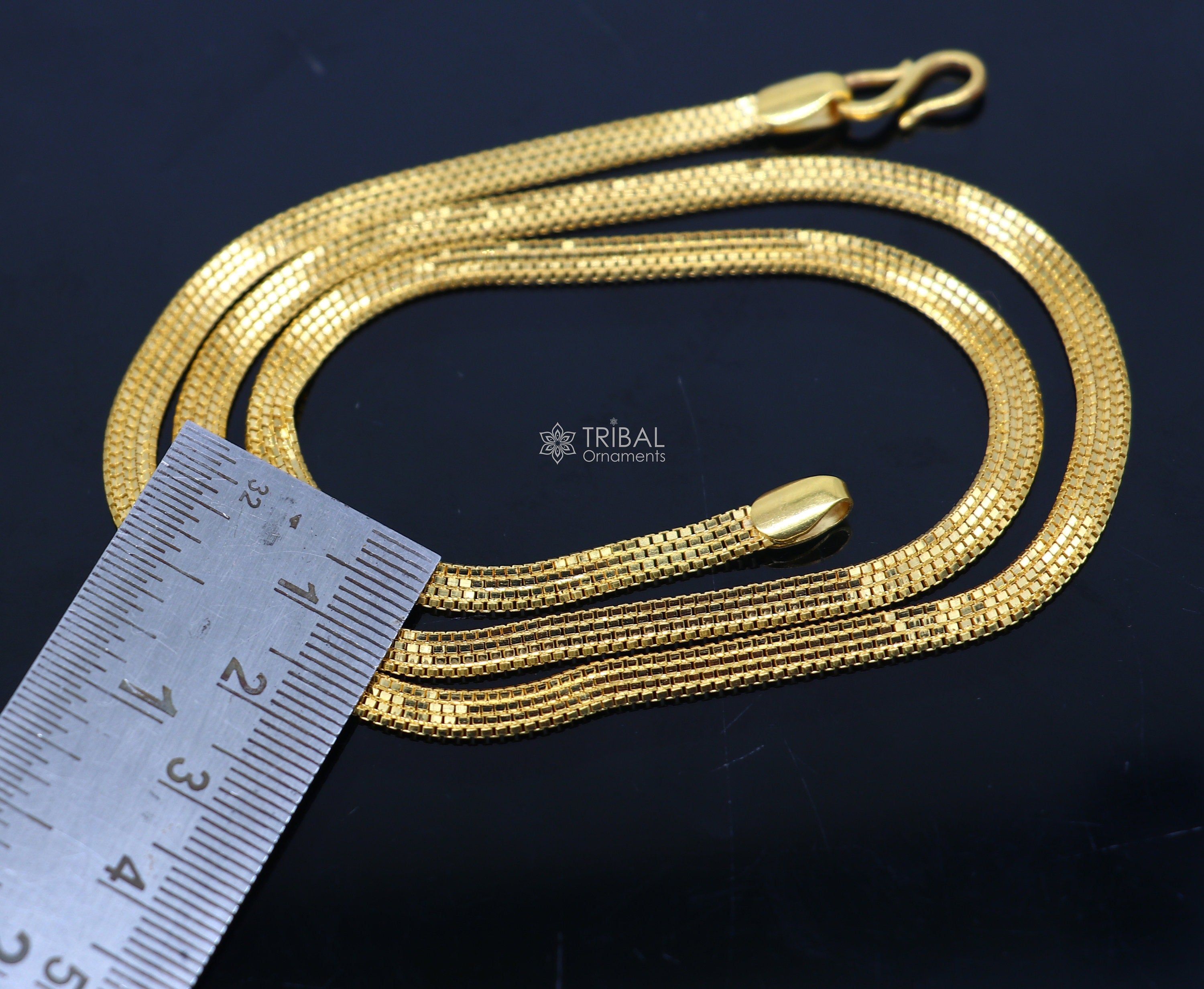 All sizes 22kt yellow gold handmade solid box multiple box customized highway chain necklace royal gifting jewelry from india ch574