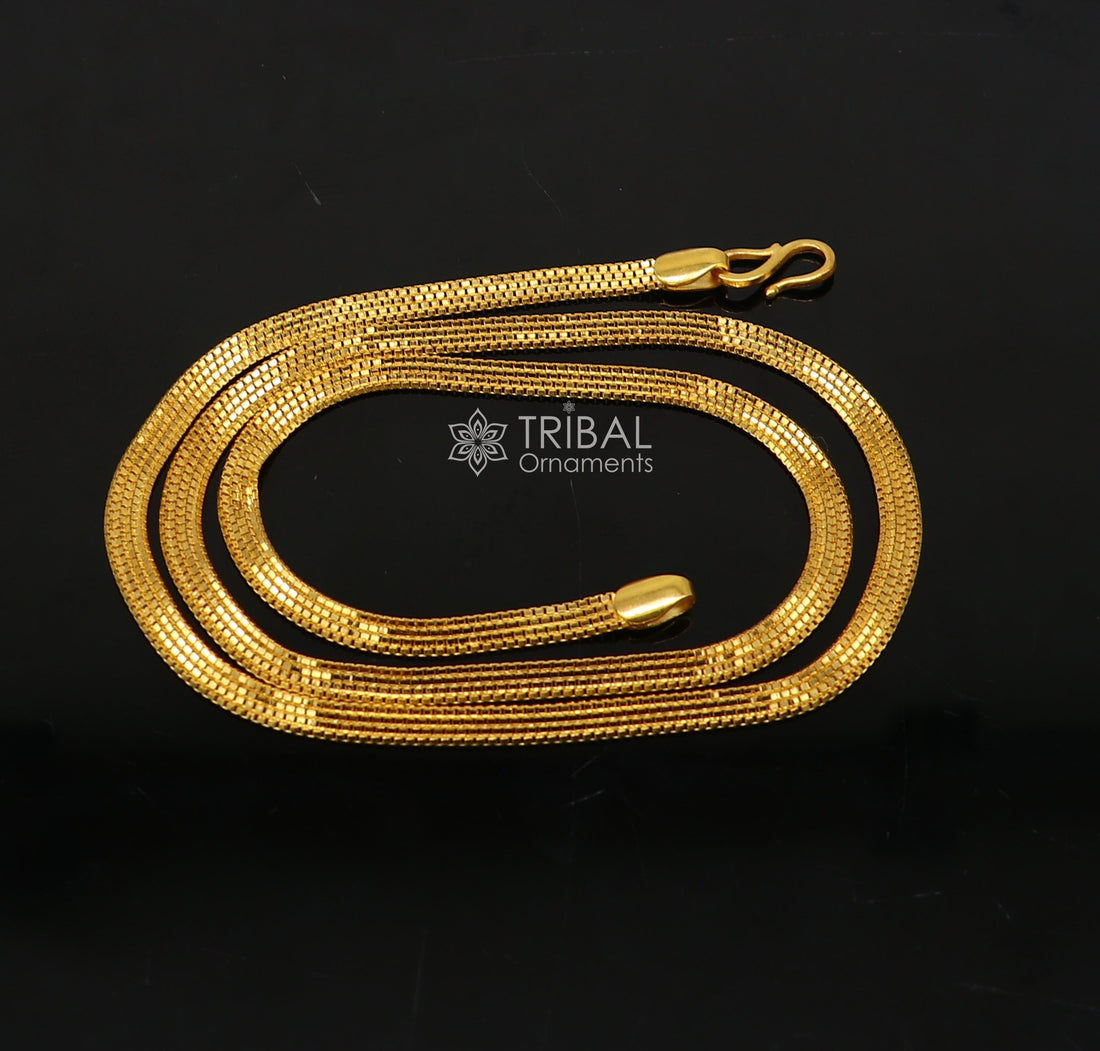 All sizes 22kt yellow gold handmade solid box multiple box customized highway chain necklace royal gifting jewelry from india ch574 - TRIBAL ORNAMENTS