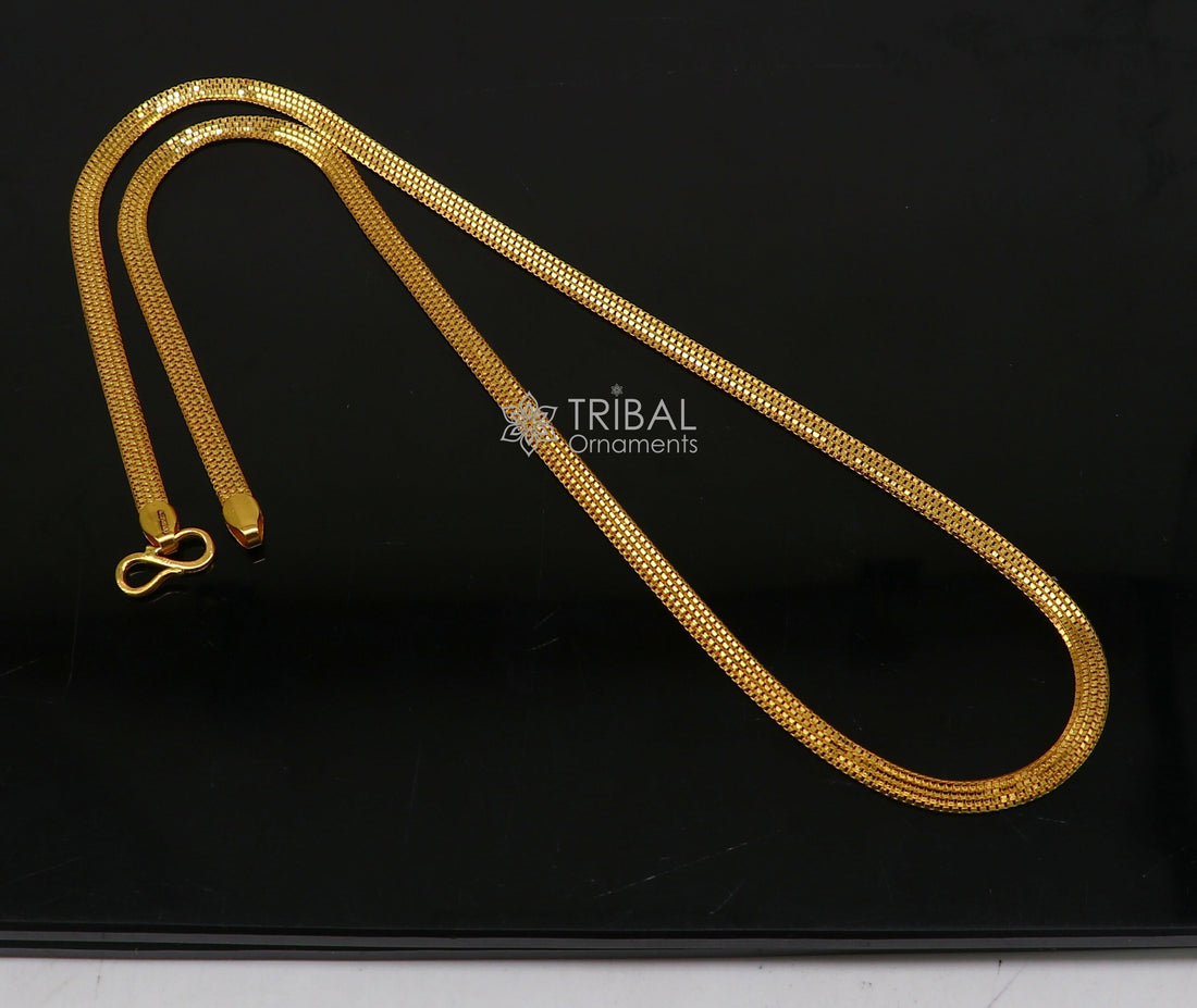 All sizes 22kt yellow gold handmade solid box multiple box customized highway chain necklace royal gifting jewelry from india ch574 - TRIBAL ORNAMENTS