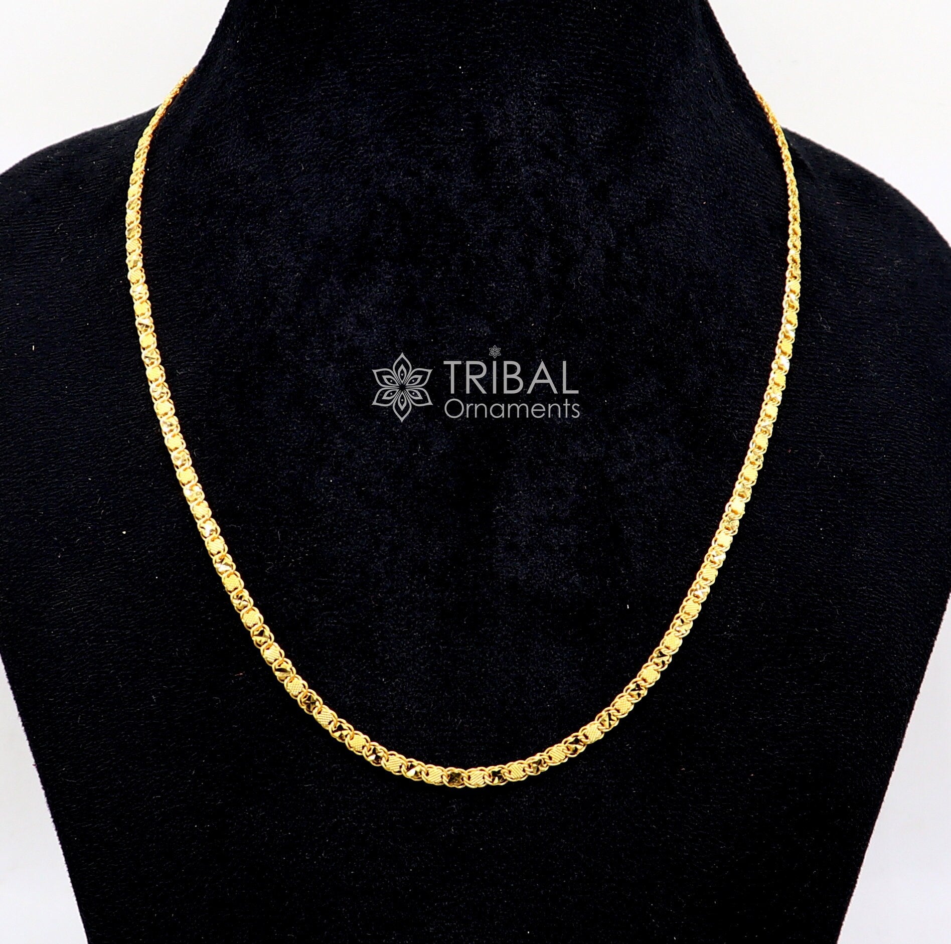 3mm solid 22kt yellow gold royal handmade chain fabulous design delicate unisex gifting chain necklace best trendy design jewelry gch575 - TRIBAL ORNAMENTS