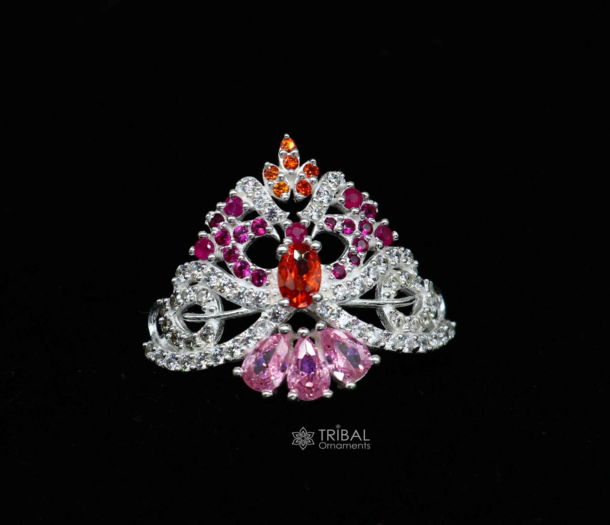 Unique design cz stone jadau handmade 925 sterling silver lord Krishna baby Mukut, amazing Laddu Gopala, crawling Krishna crown Mukut su1100 - TRIBAL ORNAMENTS
