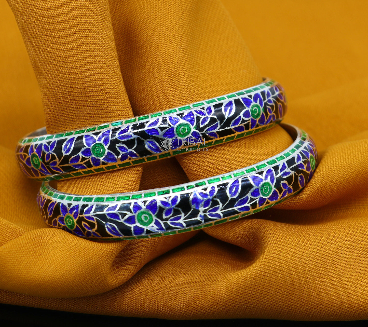 925 Sterling silver Traditional cultural design meenakari (color enamel )bangles bracelet brides trendy style jewelry from india nba361 - TRIBAL ORNAMENTS