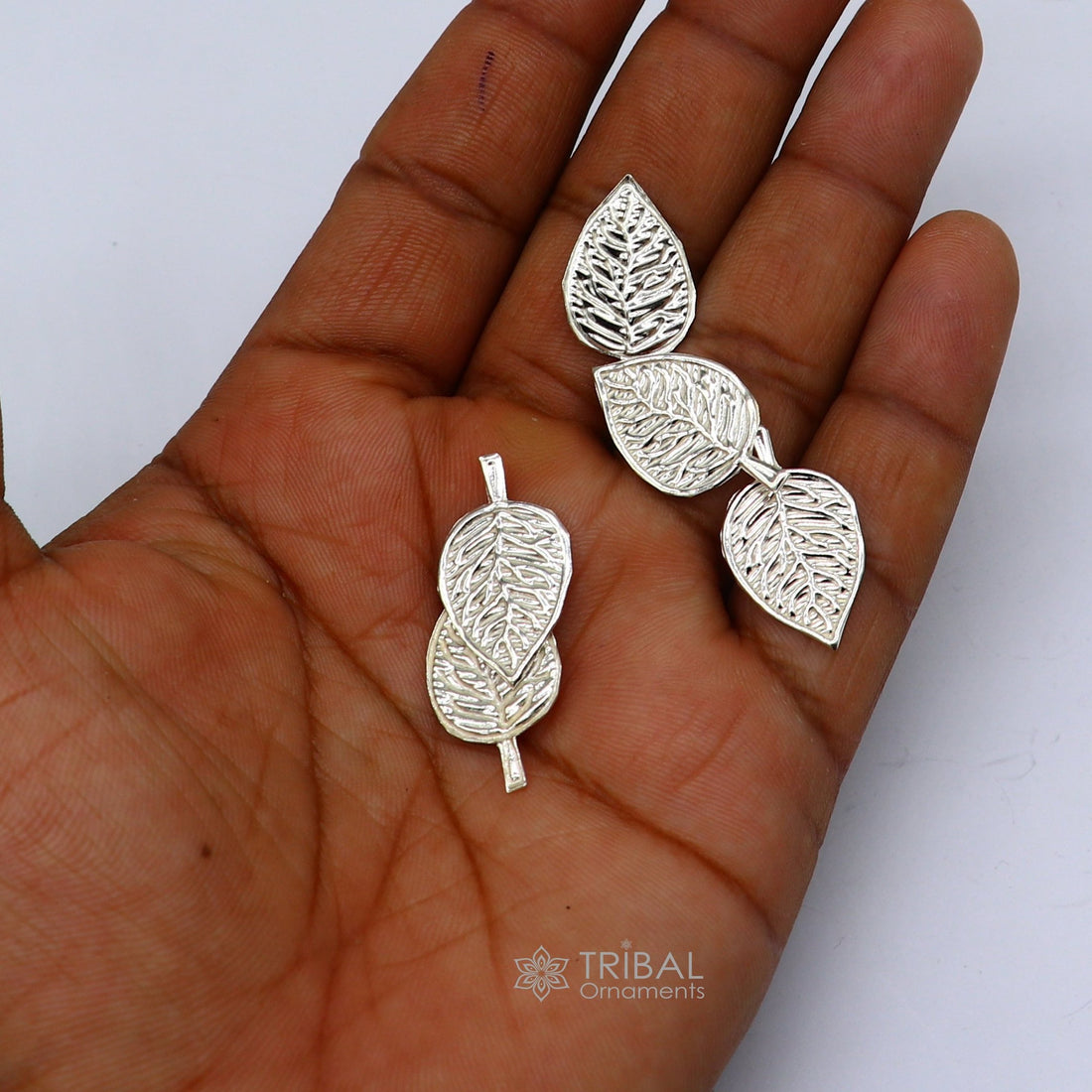 2.5cm 925 sterling silver handmade small betel leaf Paan leaf for worshipping offered to Lord Vishnu, Goddesses Laxmi and Lord Ganesh su1103 - TRIBAL ORNAMENTS