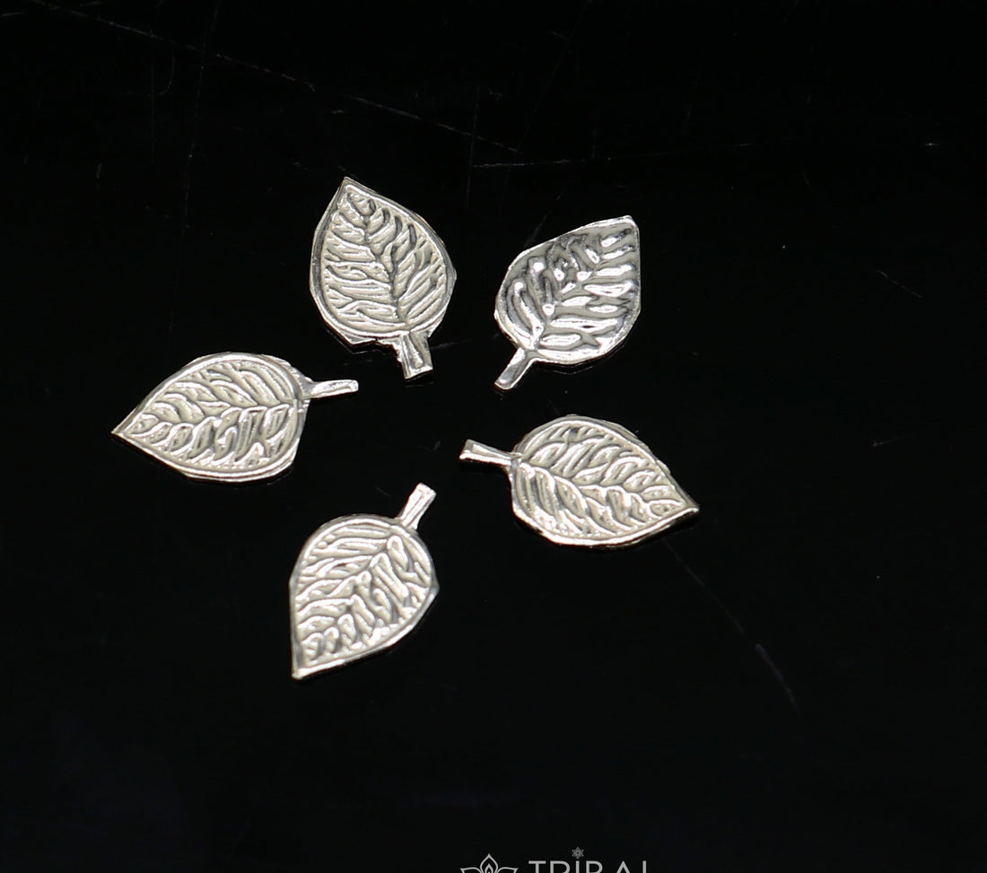 1.8cm 925 sterling silver handmade small betel leaf Paan leaf for worshipping offered to Lord Vishnu, Goddesses Laxmi and Lord Ganesh su1104 - TRIBAL ORNAMENTS