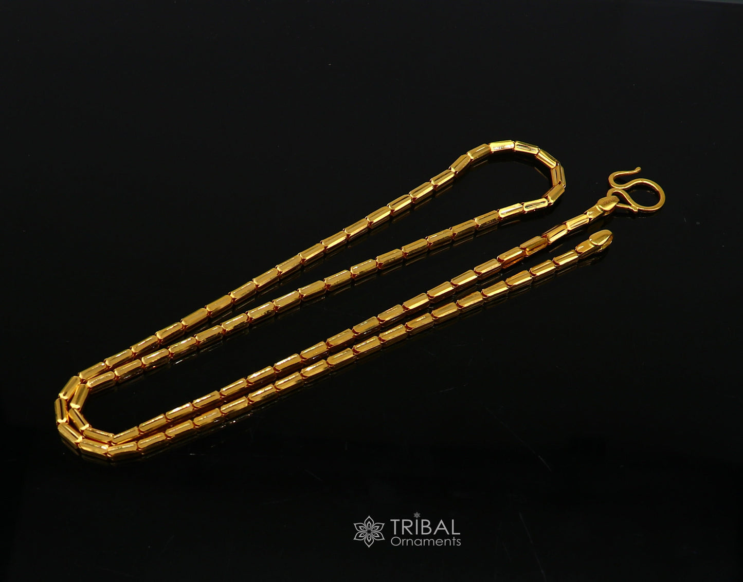 22 karat yellow gold Hallmarked baht chain stylish chain gifting for both men and girls best jewelry from india gch580 - TRIBAL ORNAMENTS