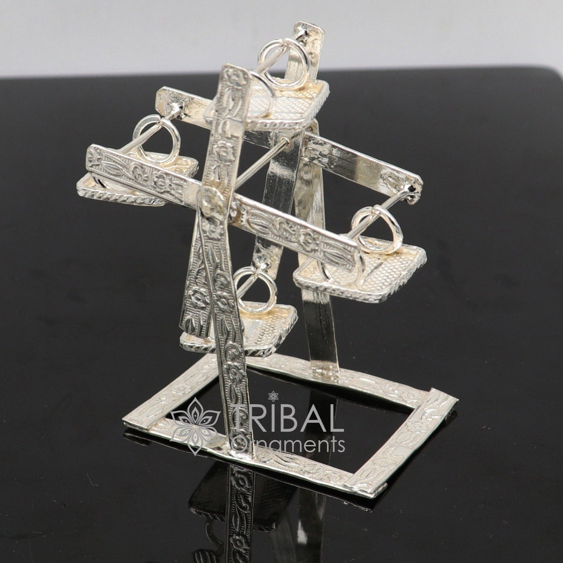 925 Sterling silver handmade Bal Gopala chakri jhula, little Krishna swing, silver jhula, laddu gopal jhula chakari silver art su1039 - TRIBAL ORNAMENTS