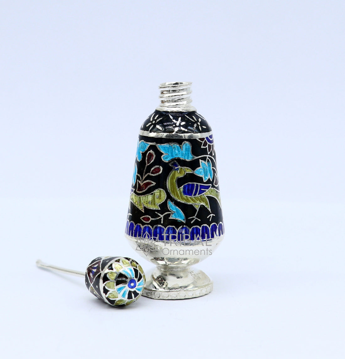 925 Sterling silver handmade fabulous trinket box, gorgeous container box, casket box, sindoor box, enamel work brides gifting box stb789 - TRIBAL ORNAMENTS