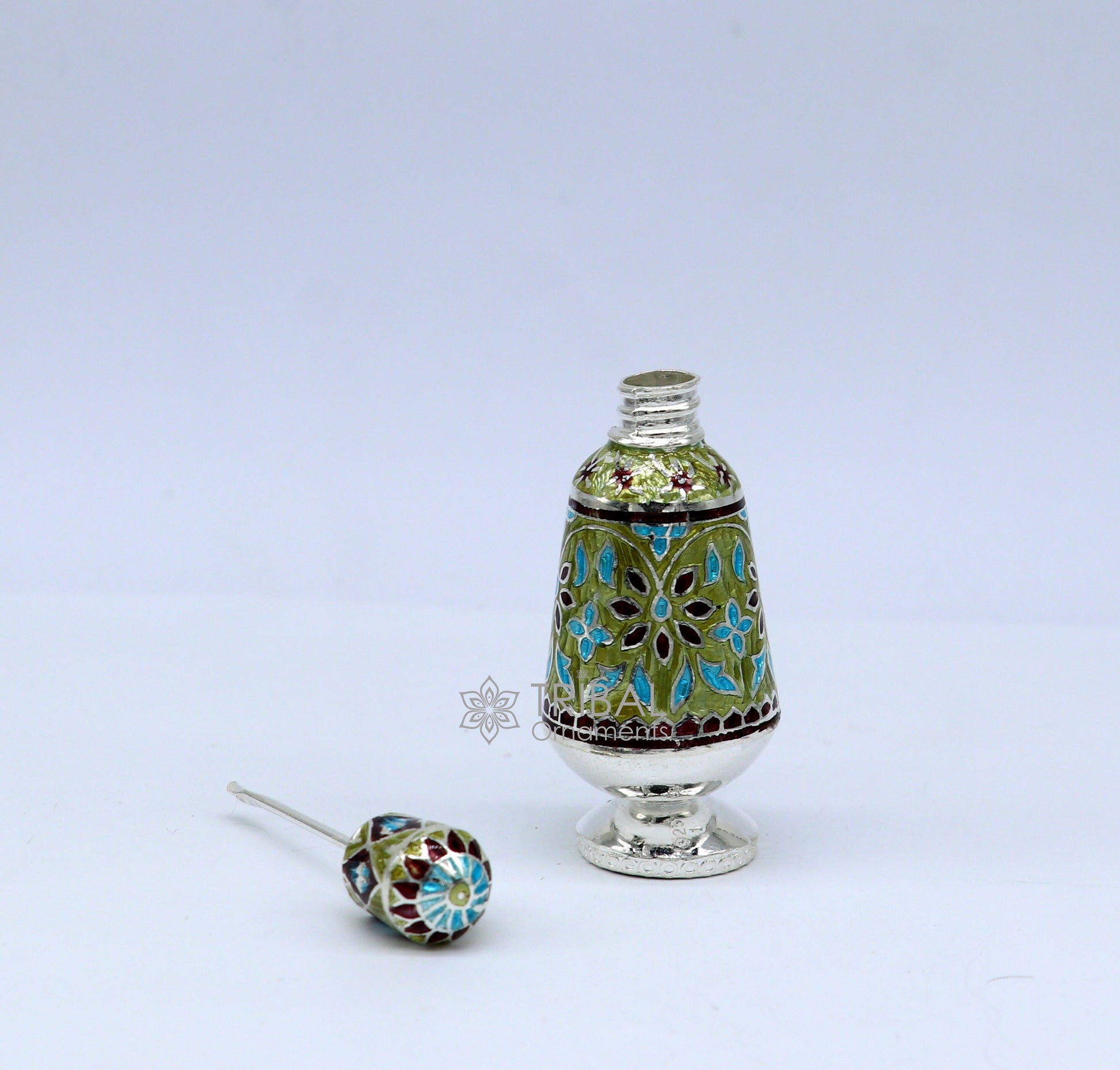 925 Sterling silver handmade fabulous trinket box, gorgeous container box, casket box, sindoor box, enamel work brides gifting box stb790 - TRIBAL ORNAMENTS