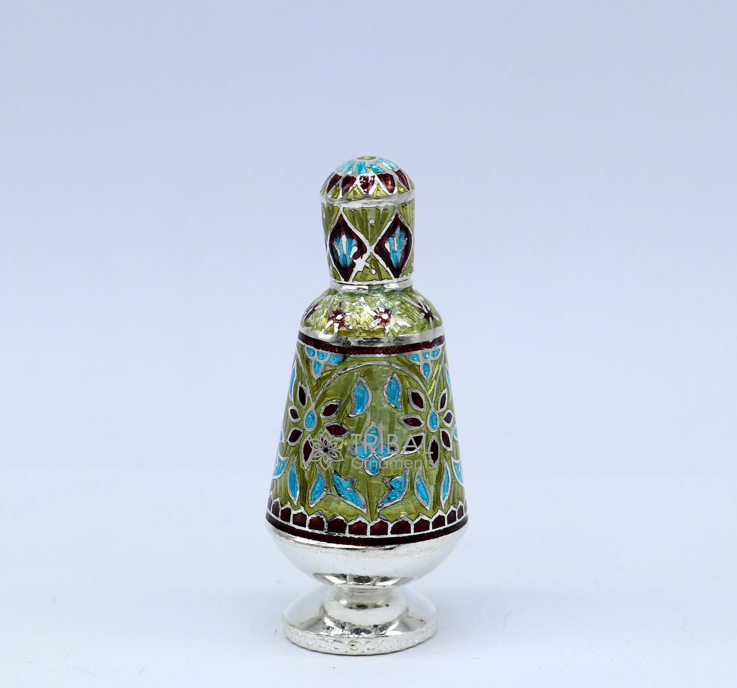 925 Sterling silver handmade fabulous trinket box, gorgeous container box, casket box, sindoor box, enamel work brides gifting box stb790 - TRIBAL ORNAMENTS