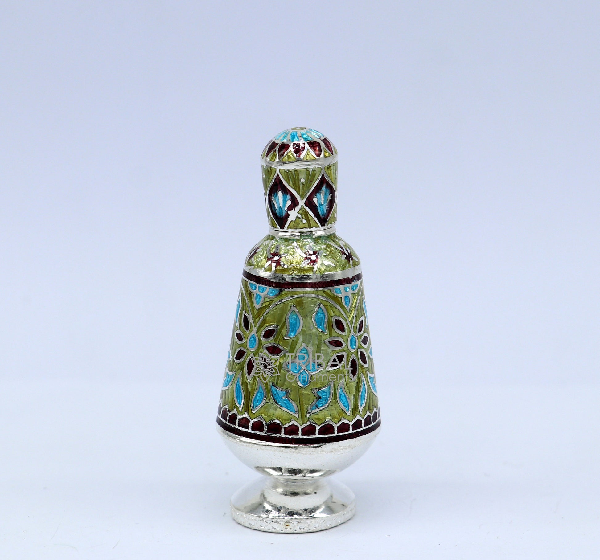 925 Sterling silver handmade fabulous trinket box, gorgeous container box, casket box, sindoor box, enamel work brides gifting box stb790 - TRIBAL ORNAMENTS