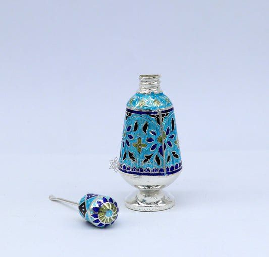 Enamel work 925 Sterling silver handmade fabulous trinket box, gorgeous container box, casket box, sindoor box brides gifting box stb791 - TRIBAL ORNAMENTS