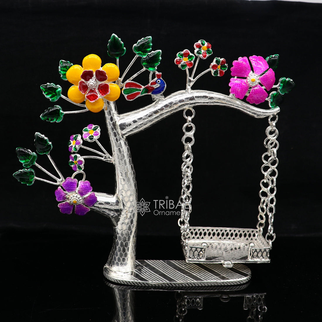 925 Sterling silver handmade laddu Gopala jhula, little Krishna swing on tree, child krishan Swing , silver jhula, laddu gopal jhula, su1051 - TRIBAL ORNAMENTS