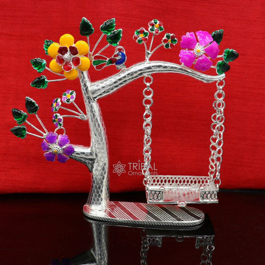 925 Sterling silver handmade laddu Gopala jhula, little Krishna swing on tree, child krishan Swing , silver jhula, laddu gopal jhula, su1051 - TRIBAL ORNAMENTS