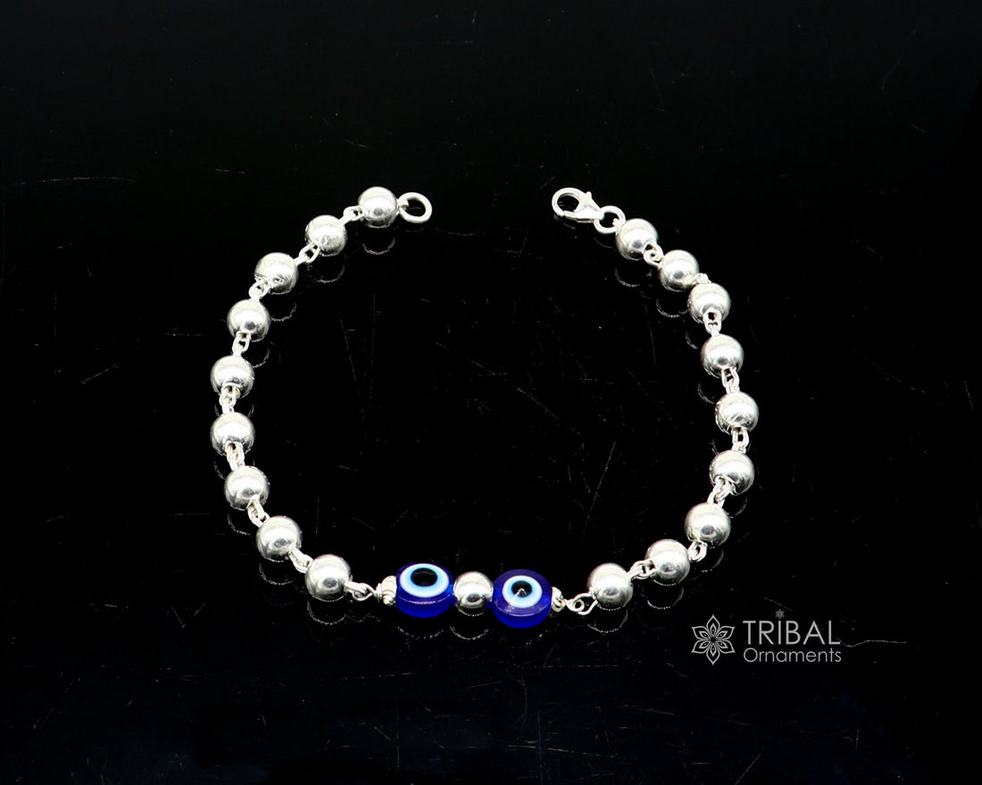 925 sterling silver handmade silver beaded evil eye bracelet, amazing stylish unisex cultural trendy bracelet all sizes jewelry sbr465 - TRIBAL ORNAMENTS