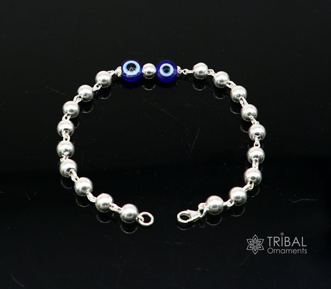 925 sterling silver handmade silver beaded evil eye bracelet, amazing stylish unisex cultural trendy bracelet all sizes jewelry sbr465 - TRIBAL ORNAMENTS