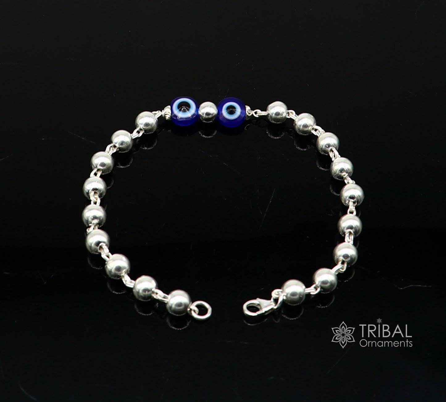 925 sterling silver handmade silver beaded evil eye bracelet, amazing stylish unisex cultural trendy bracelet all sizes jewelry sbr465 - TRIBAL ORNAMENTS