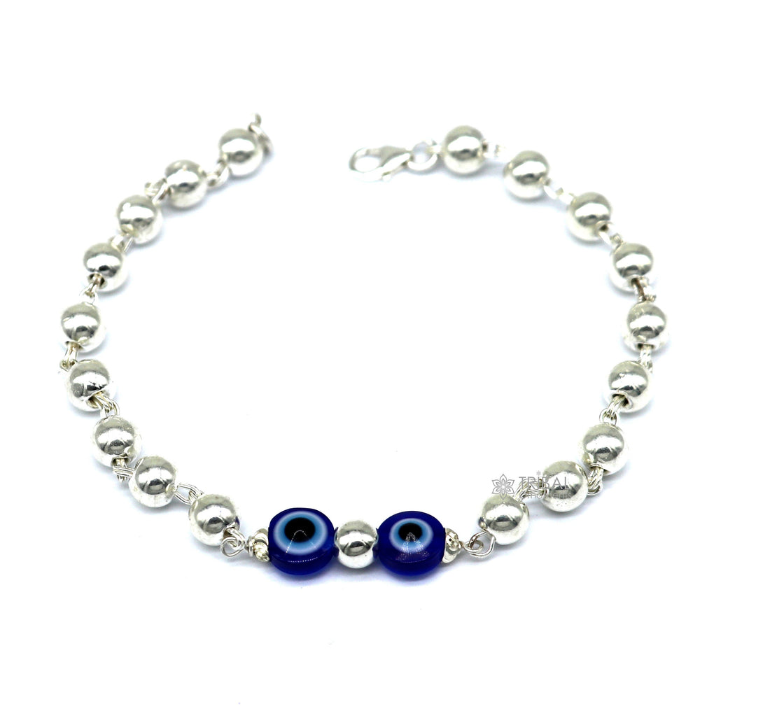 925 sterling silver handmade silver beaded evil eye bracelet, amazing stylish unisex cultural trendy bracelet all sizes jewelry sbr465 - TRIBAL ORNAMENTS