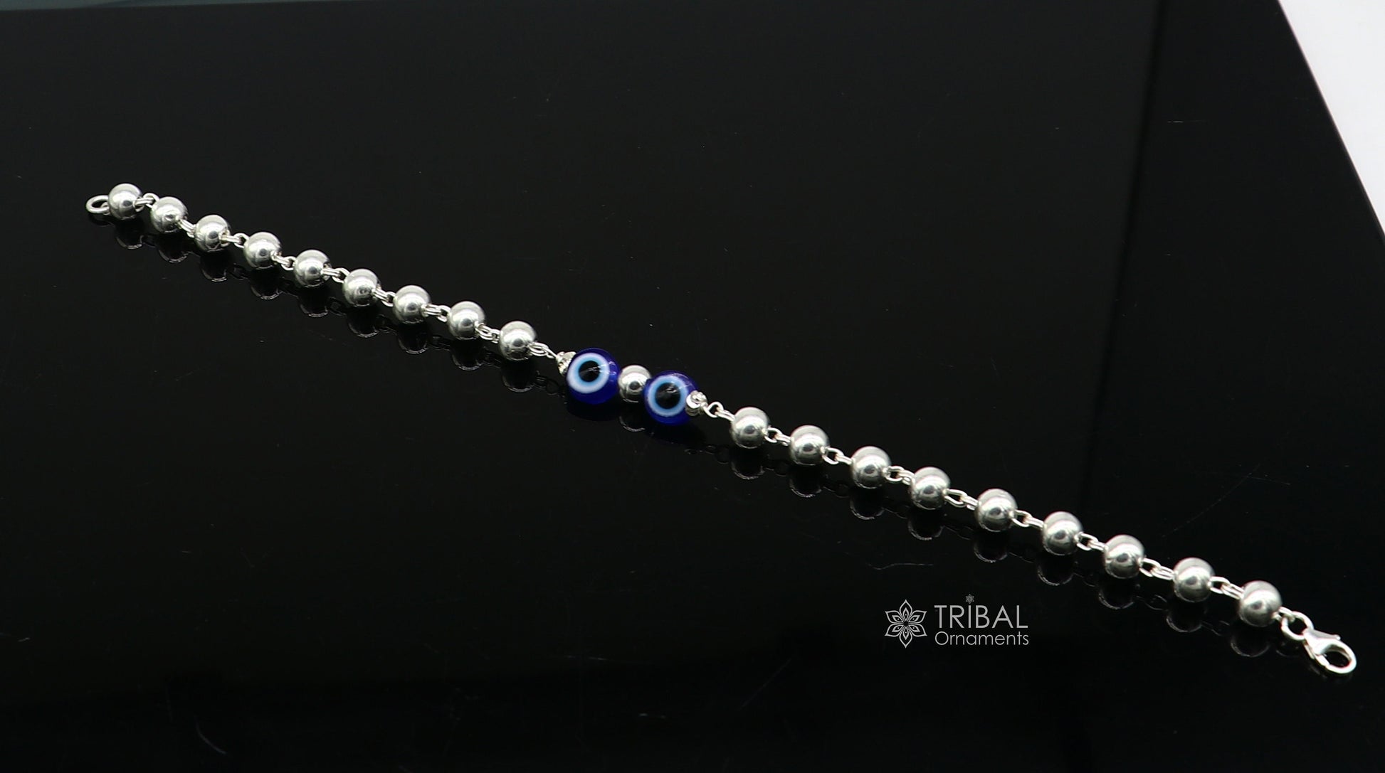 925 sterling silver handmade silver beaded evil eye bracelet, amazing stylish unisex cultural trendy bracelet all sizes jewelry sbr465 - TRIBAL ORNAMENTS