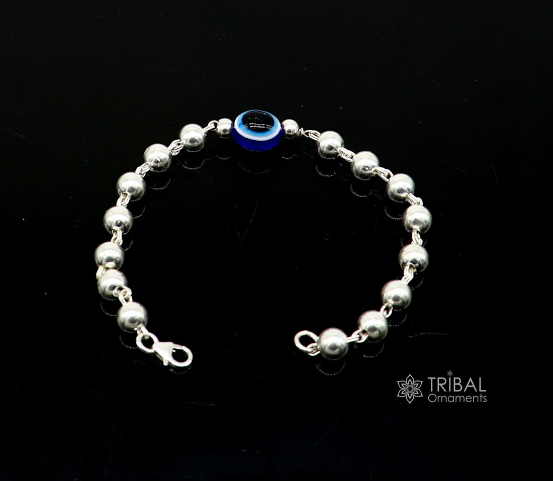 925 sterling silver handmade silver beaded evil eye bracelet, amazing stylish unisex cultural trendy bracelet all sizes jewelry sbr467 - TRIBAL ORNAMENTS