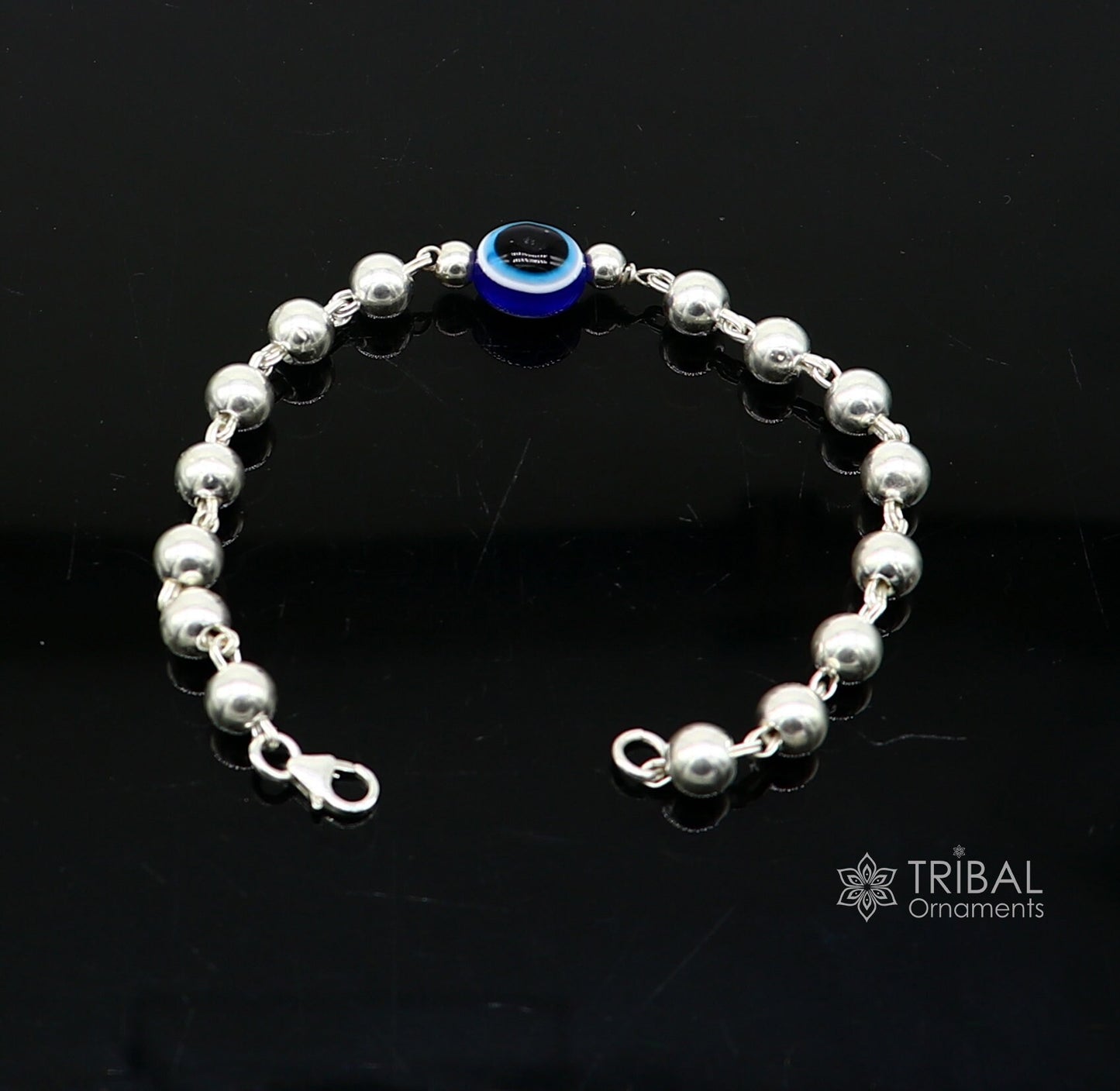 925 sterling silver handmade silver beaded evil eye bracelet, amazing stylish unisex cultural trendy bracelet all sizes jewelry sbr467 - TRIBAL ORNAMENTS