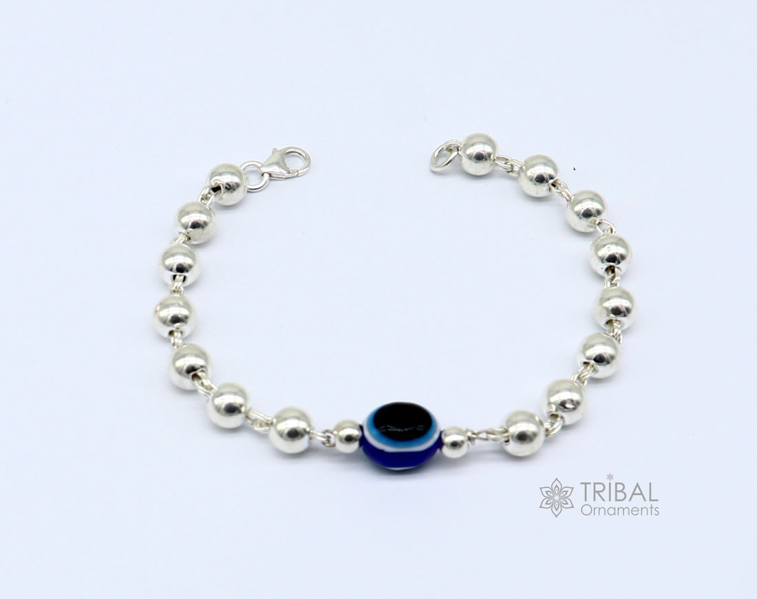 925 sterling silver handmade silver beaded evil eye bracelet, amazing stylish unisex cultural trendy bracelet all sizes jewelry sbr467 - TRIBAL ORNAMENTS